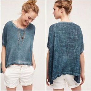 Anthropologie Teal Skewed Pullover Top